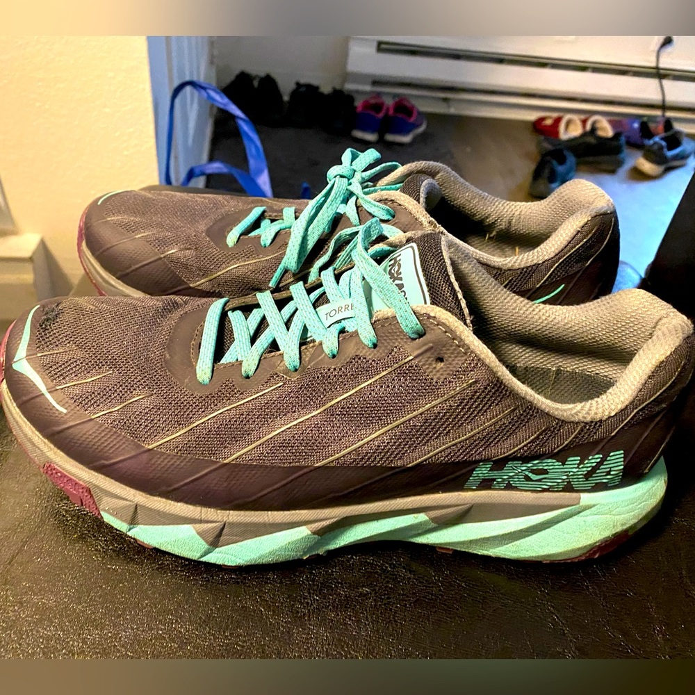 Hoka One One Torrent 1097755 Women’s Gray Aqua Teal Running Sneakers Size 11